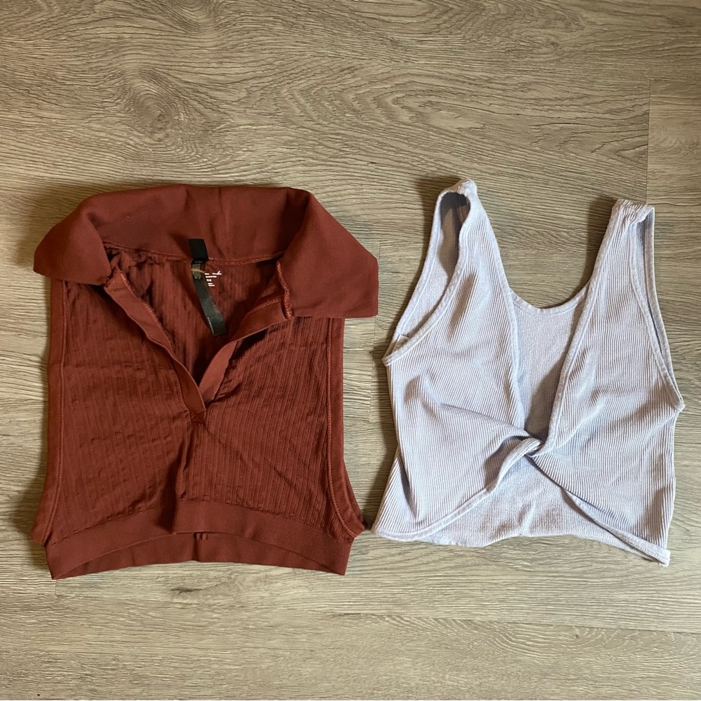 Out from under Women’s M/L Crop Top Ribbed Tank Stretch Y2K Bundle Plunging Neck
